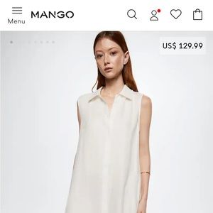 MANGO 100% linen sleeveless shirt dress